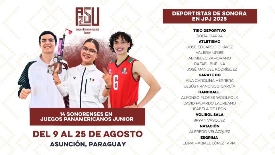TENDRÁ SONORA UNA LEGIÓN DE 14 ATLETAS EN JUEGOS PANAMERICANOS JUNIOR ASUNCIÓN 2025 